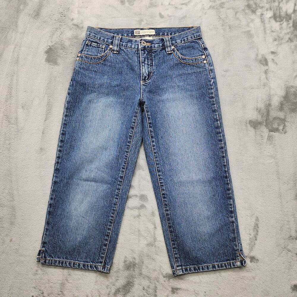 Vintage Faded Glory Jeans Womens 6 Blue Mid Rise Crop Capri Stretch Denim Casual